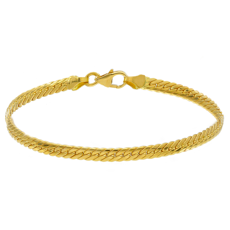 Bracciale maglia spiga piatta in oro giallo 18 cm