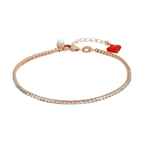 Bracciale Mini Tennis in argento rose e Zirconi Space Pearl Cuori Milano