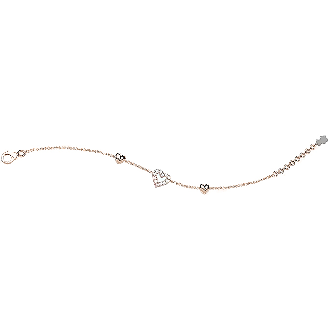 Bracciale Nanan da bambia in argento Rosa con Cuori NAN0293