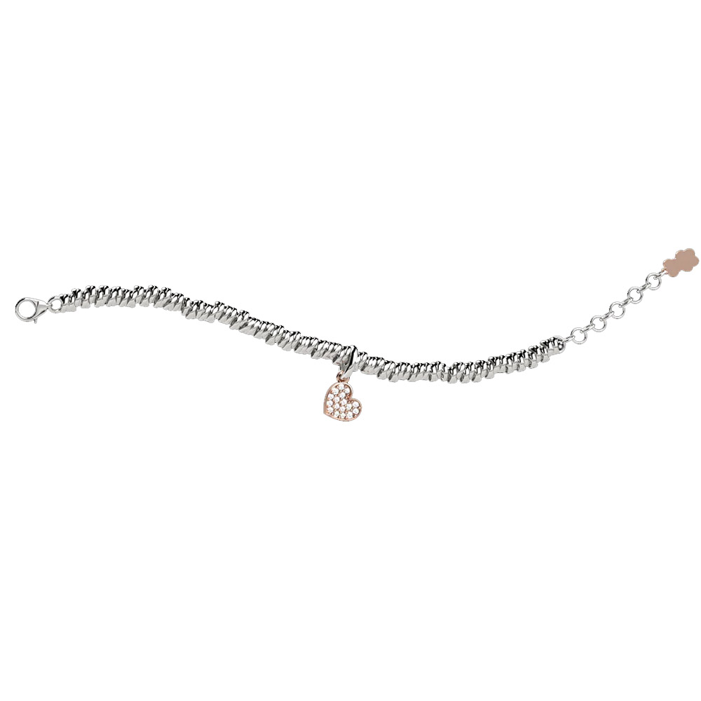 Bracciale Nanan da bambina con cuore e zirconi rossi NAN0307