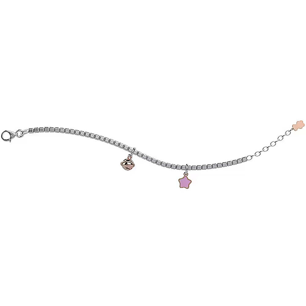 Bracciale Nanan da bambina con stella rosa e campanella NAN0247