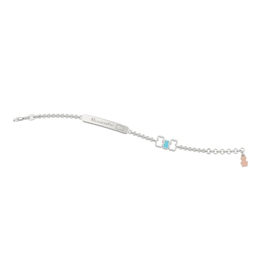 Bracciale Nanan da bambina con targhetta in argento Famiglia NAN0069