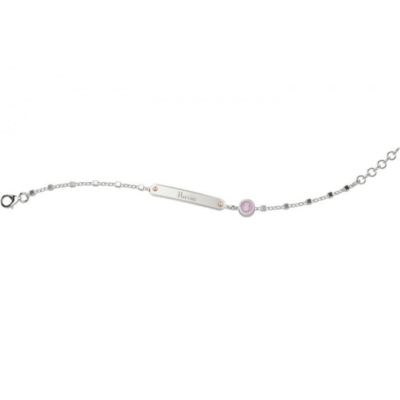 Bracciale Nanan da bambina con targhetta in argento personalizzabile NAN0109