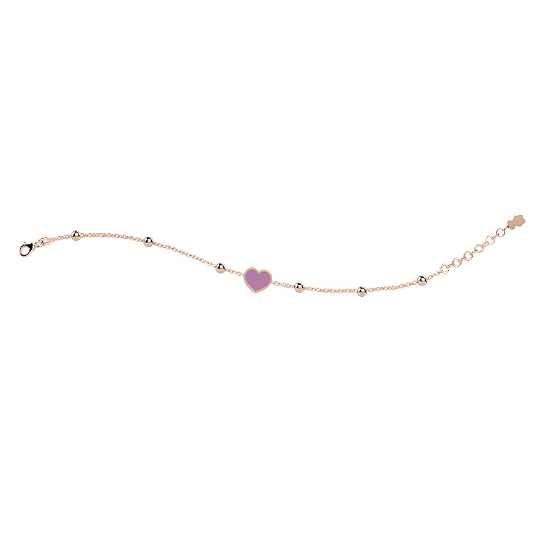 Bracciale Nanan da bambina in argento rosato con Cuore Rosa NAN0238