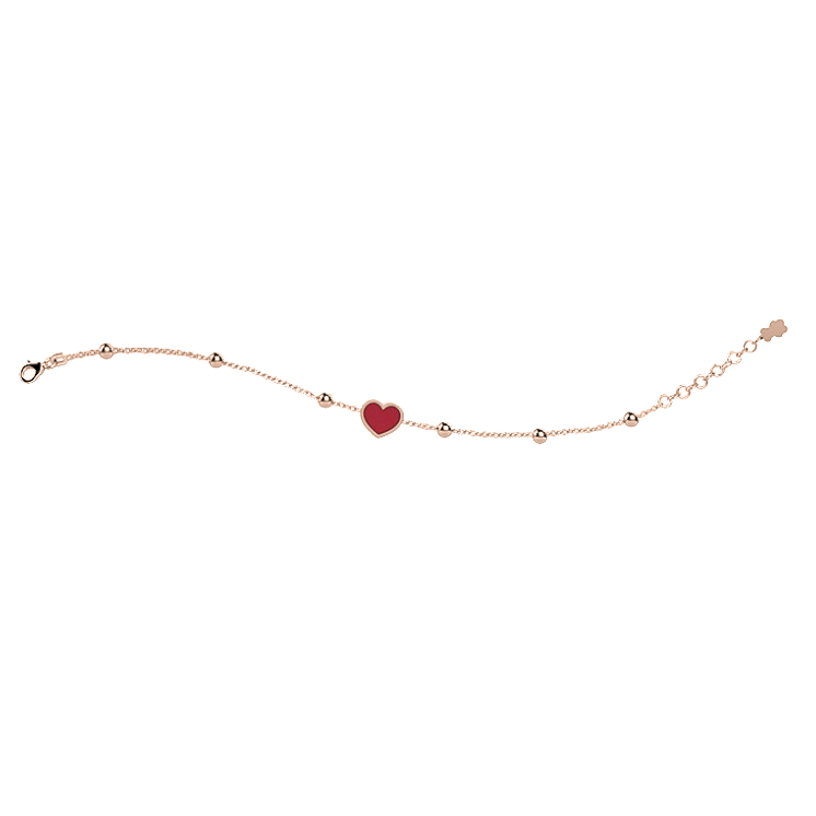 Bracciale Nanan da bambina/o in argento rosato con Cuore Rosso NAN0237