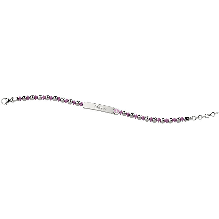 Bracciale Nanan da bambina rosa sfere in argento personalizzabile NAN0115