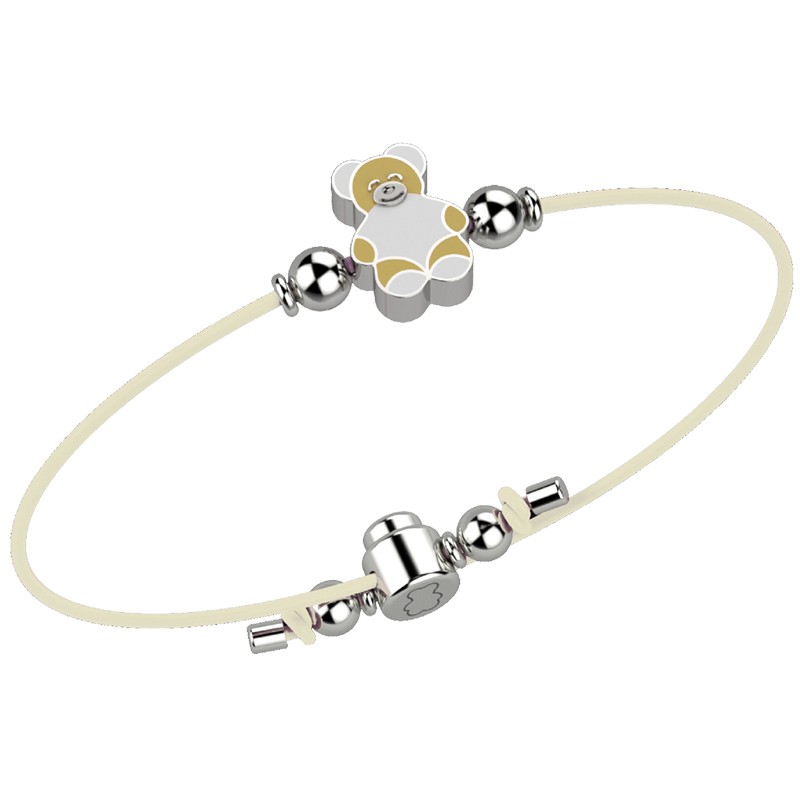 Bracciale Nanan da bambino con orsetto e laccio bianco NAN0038