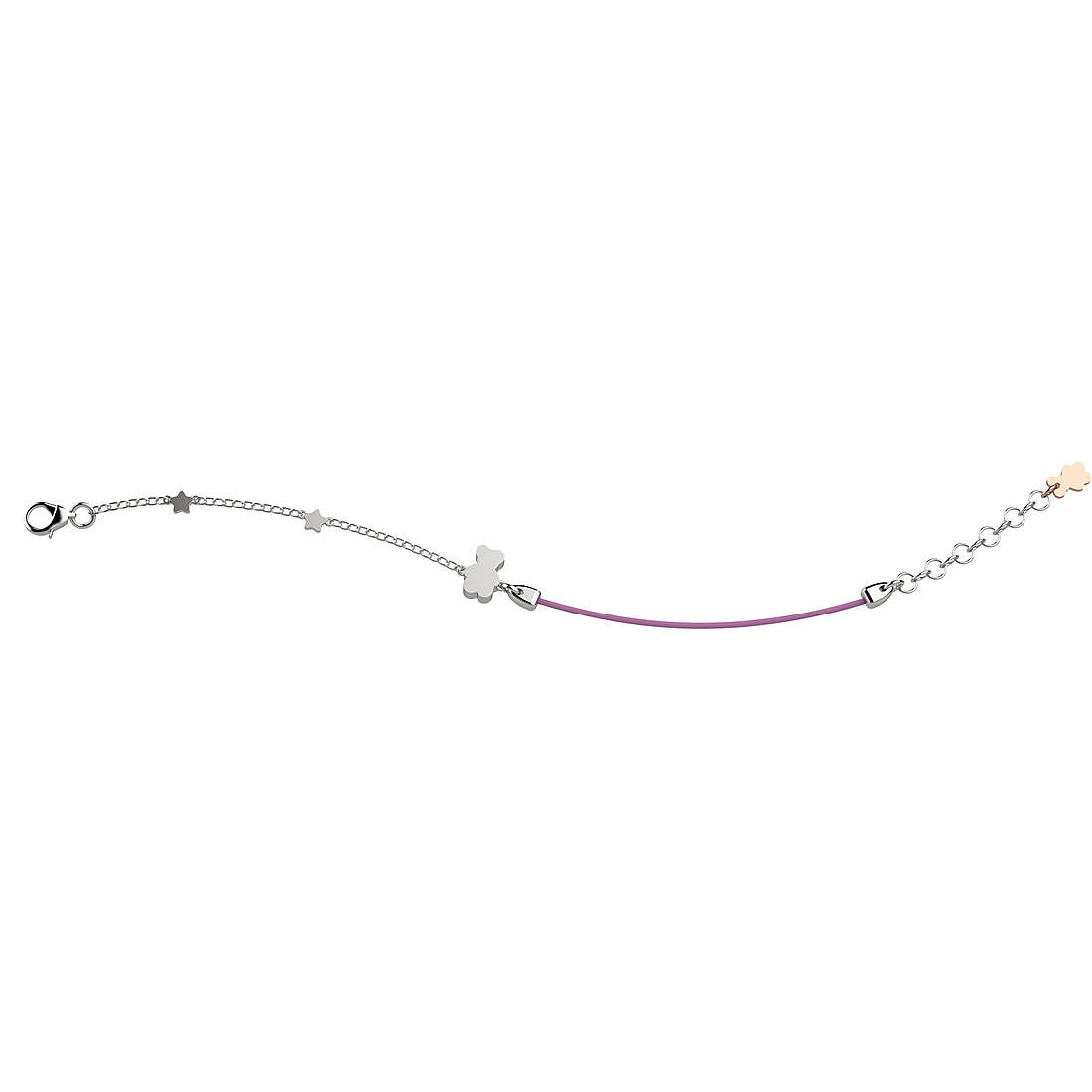 Bracciale Nanan da bambino con orsetto e laccio rosa e stelline NAN0176