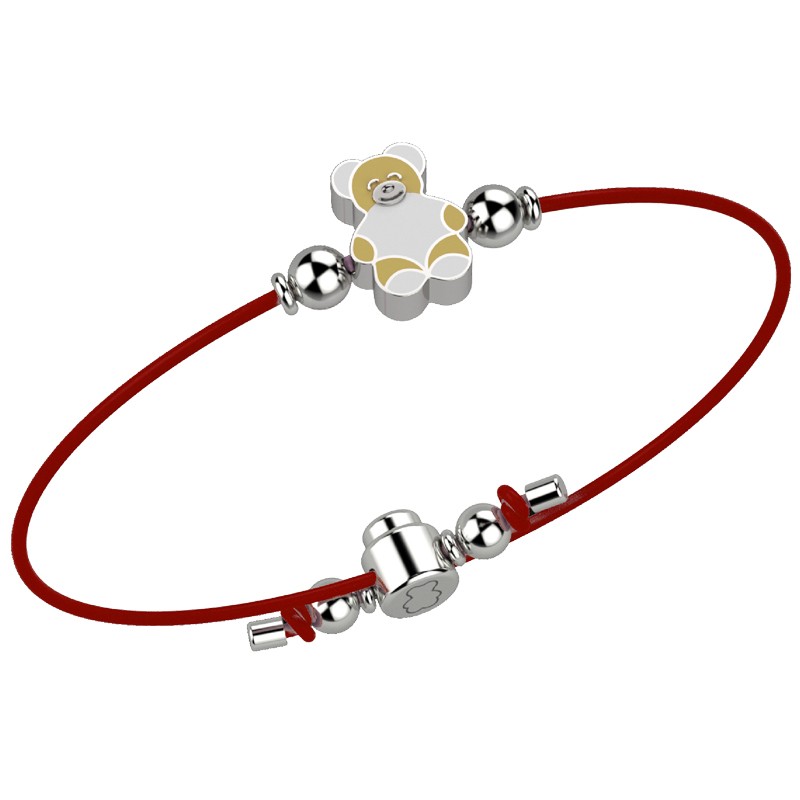 Bracciale Nanan da bambino con orsetto e laccio rosso NAN0036