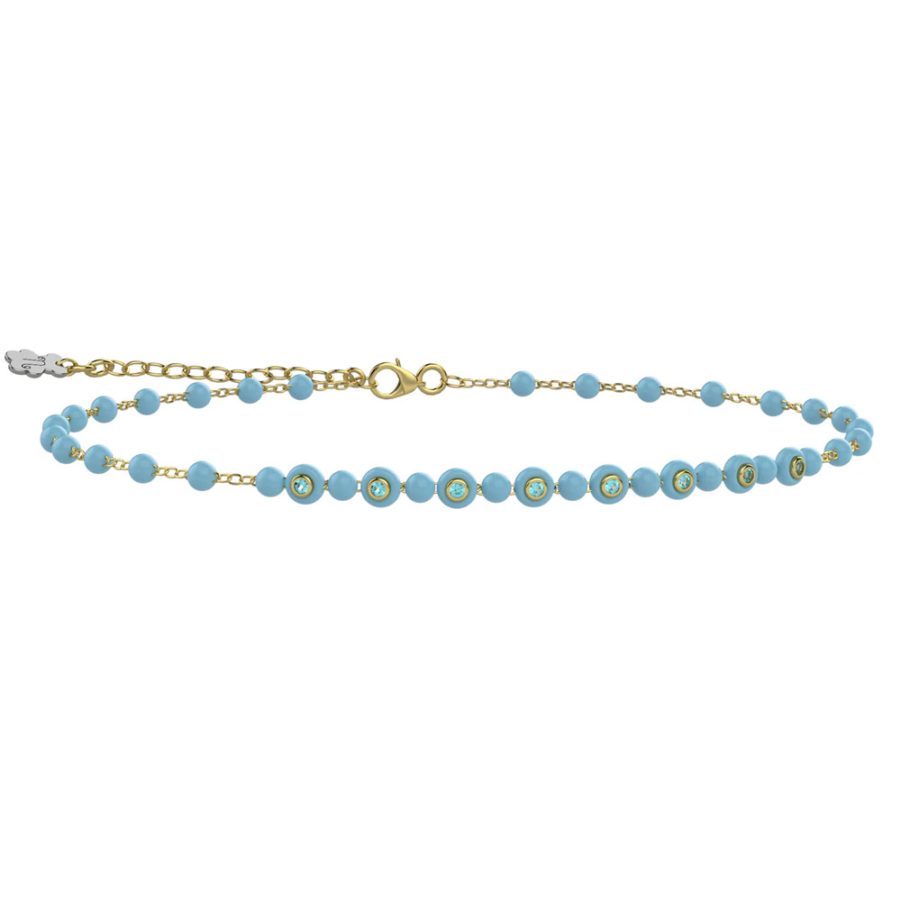 Bracciale Nanan in argento dorato con con pietre e dettagli azzurri  NAN0560