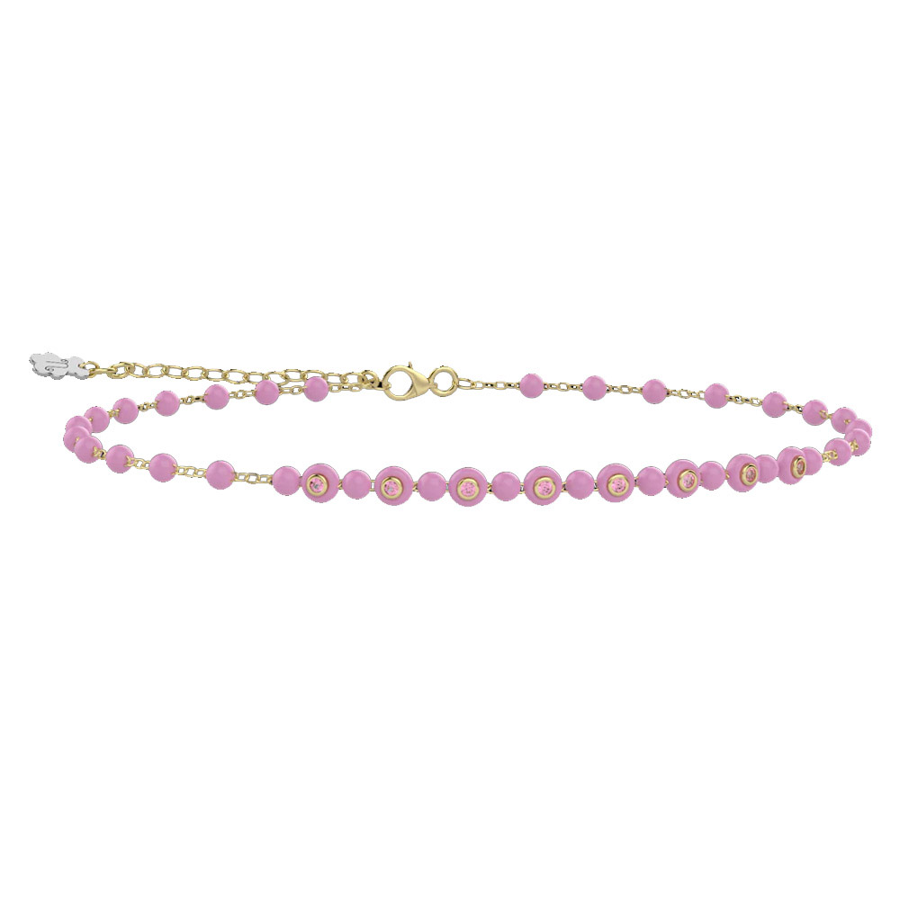 Bracciale Nanan in argento dorato con con pietre e dettagli rosa NAN0559