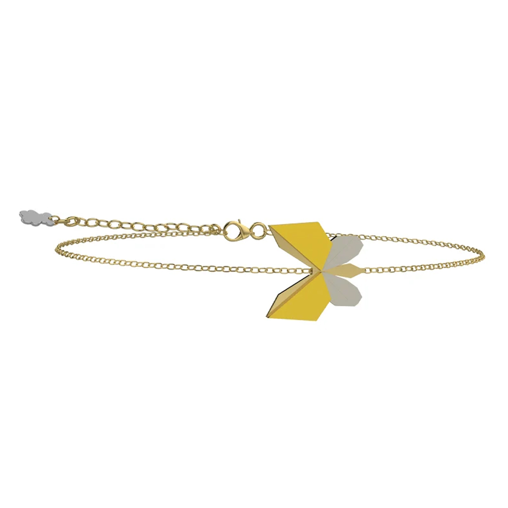 Bracciale Nanan Origami con farfallina in argento giallo e smalto NAN0706