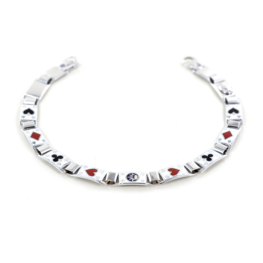 Bracciale Poker in oro bianco con smalti - Bracciale Gioco