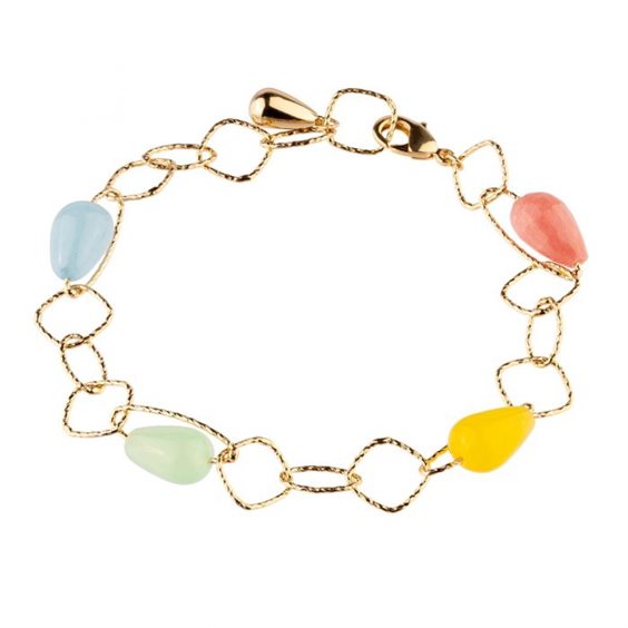 Bracciale Rebecca in Bronzo giallo collezione Tulipe con pietre colorate