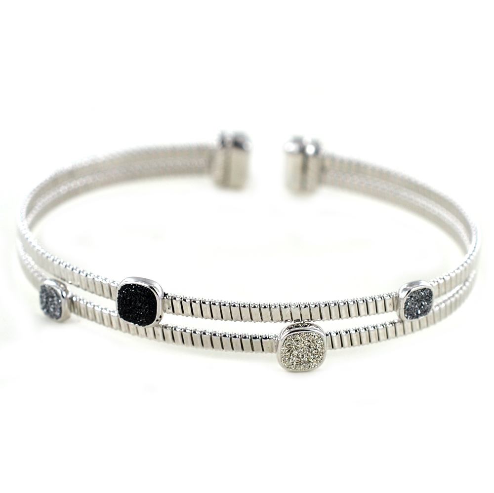 Bracciale Rebecca rigido in argento con polvere di diamanti SJIBMA03