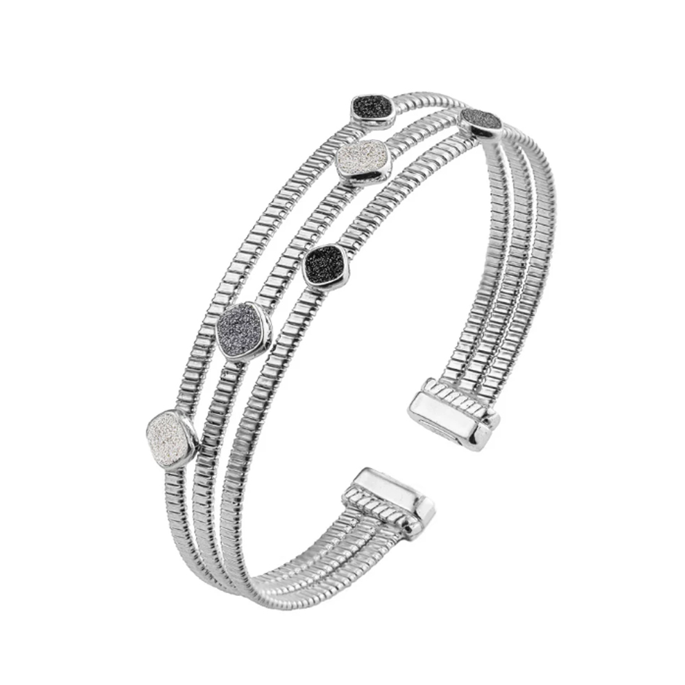 Bracciale Rebecca rigido in argento con polvere di diamanti SJIBMA04