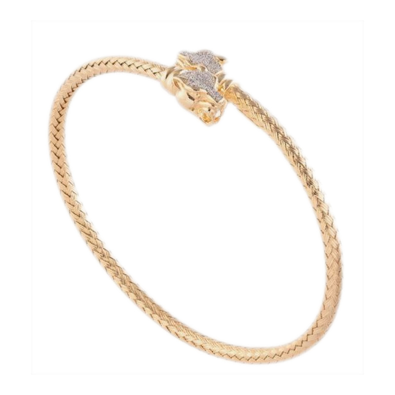 Bracciale Rebecca rigido in argento Testa di Pantera con polvere di diamanti SJLBCO71