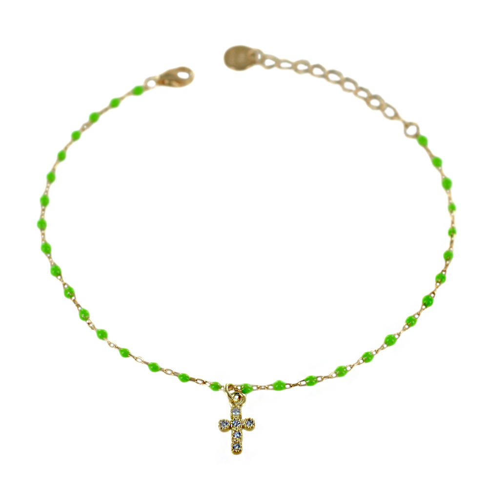 Bracciale religioso Agios colorato con croce strass