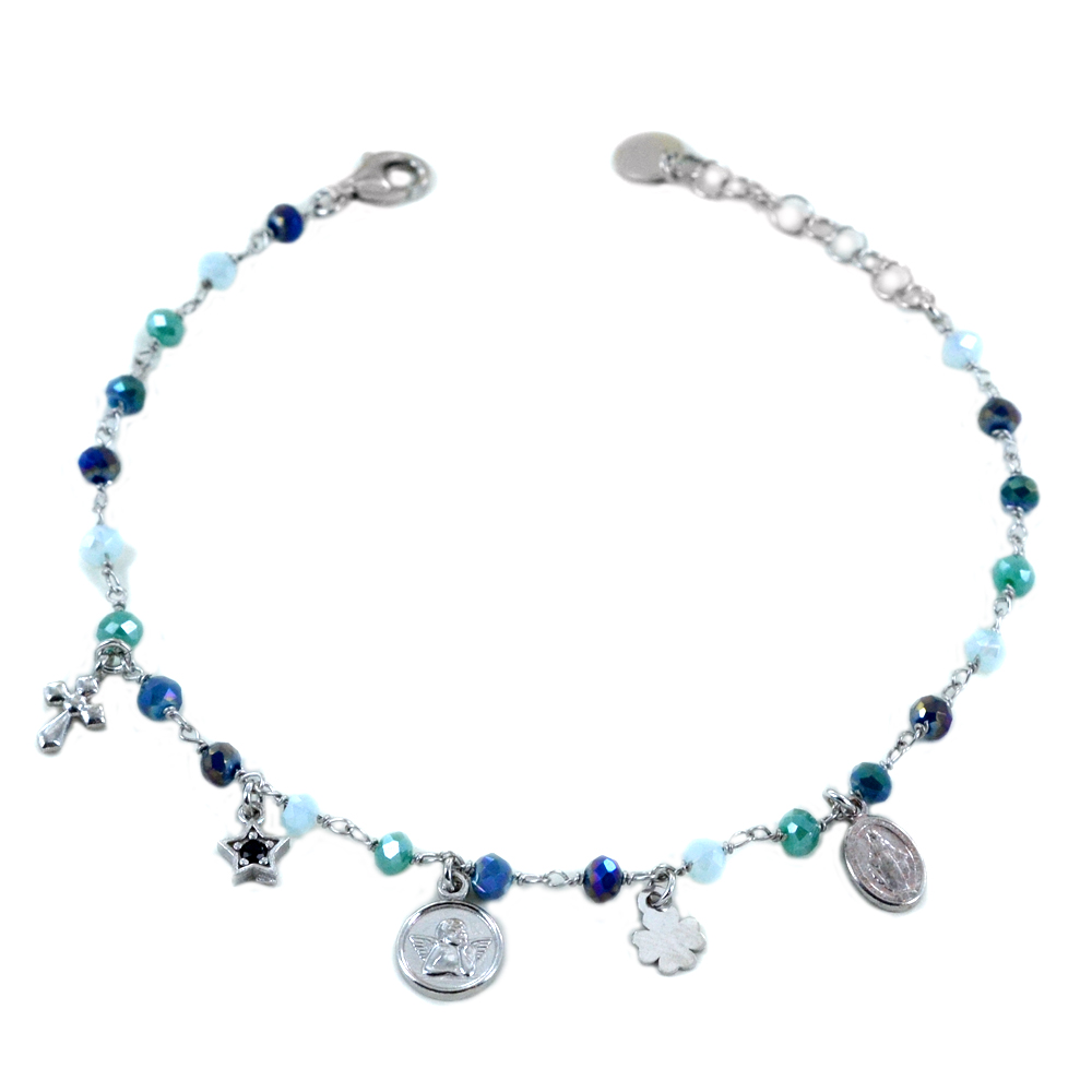 Bracciale religioso Agios gioielli con cristalli azzurri