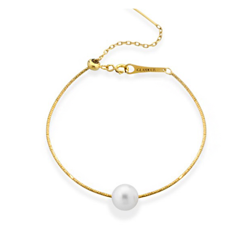 Bracciale rigido in Argento giallo con perla di acqua dolce 8.00-8.50 mm