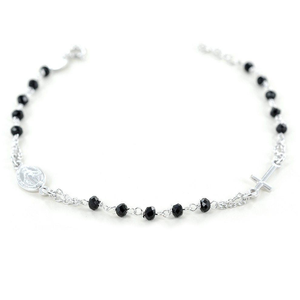 Bracciale Rosario in Argento e Onice nera