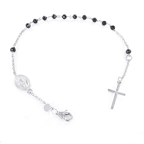 Bracciale Rosario in Argento e Onice nera