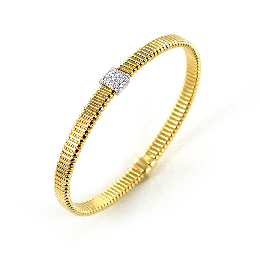 Bracciale semirigido in oro e diamanti a fascia tubo gas
