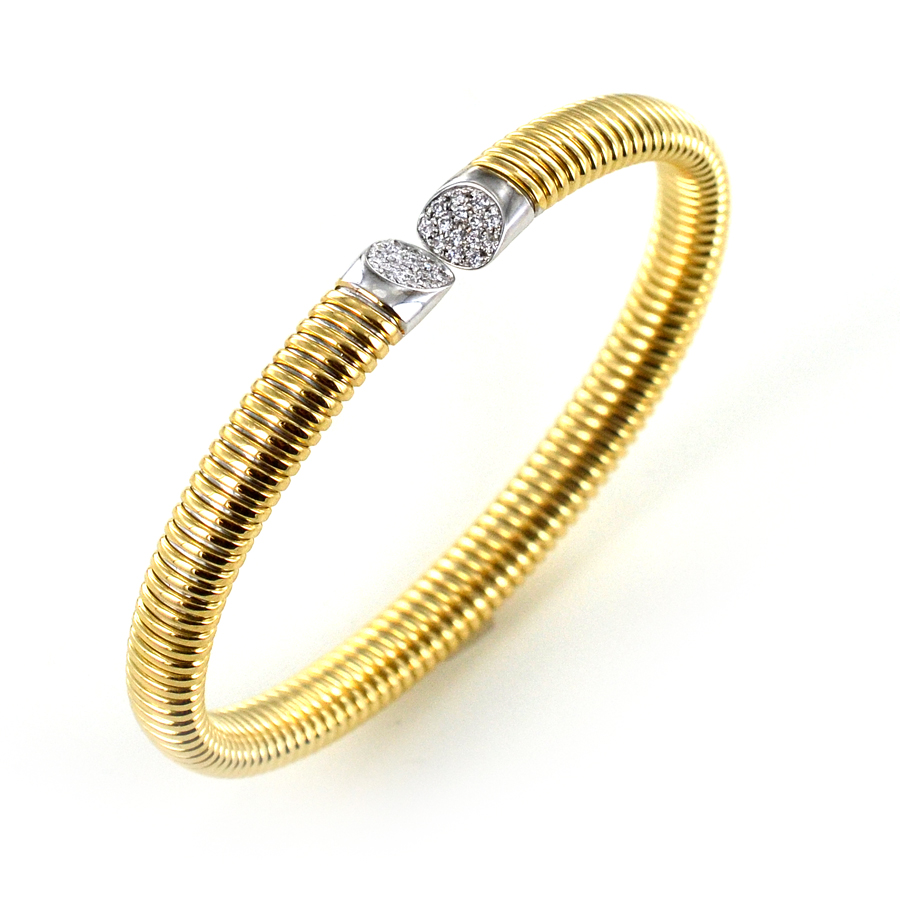 Bracciale semirigido in oro e diamanti a fascia tubo gas