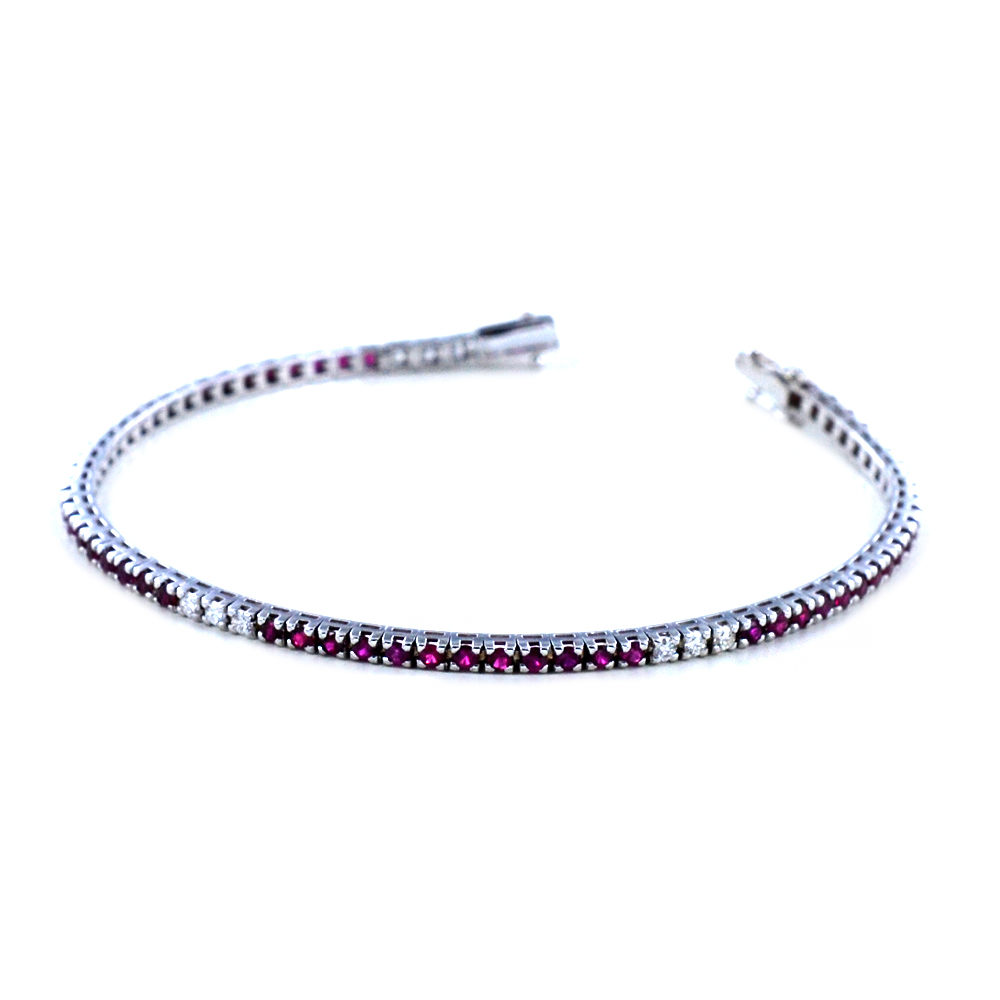 Bracciale Tennis alternato Diamanti e Rubini - Tennis Colore