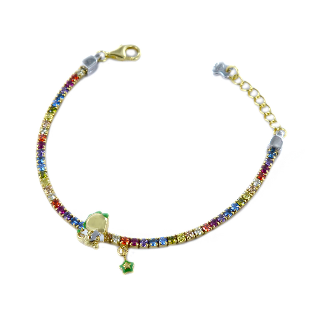 Bracciale Tennis Arcobaleno Nanan in argento con dinosauro NAN0555