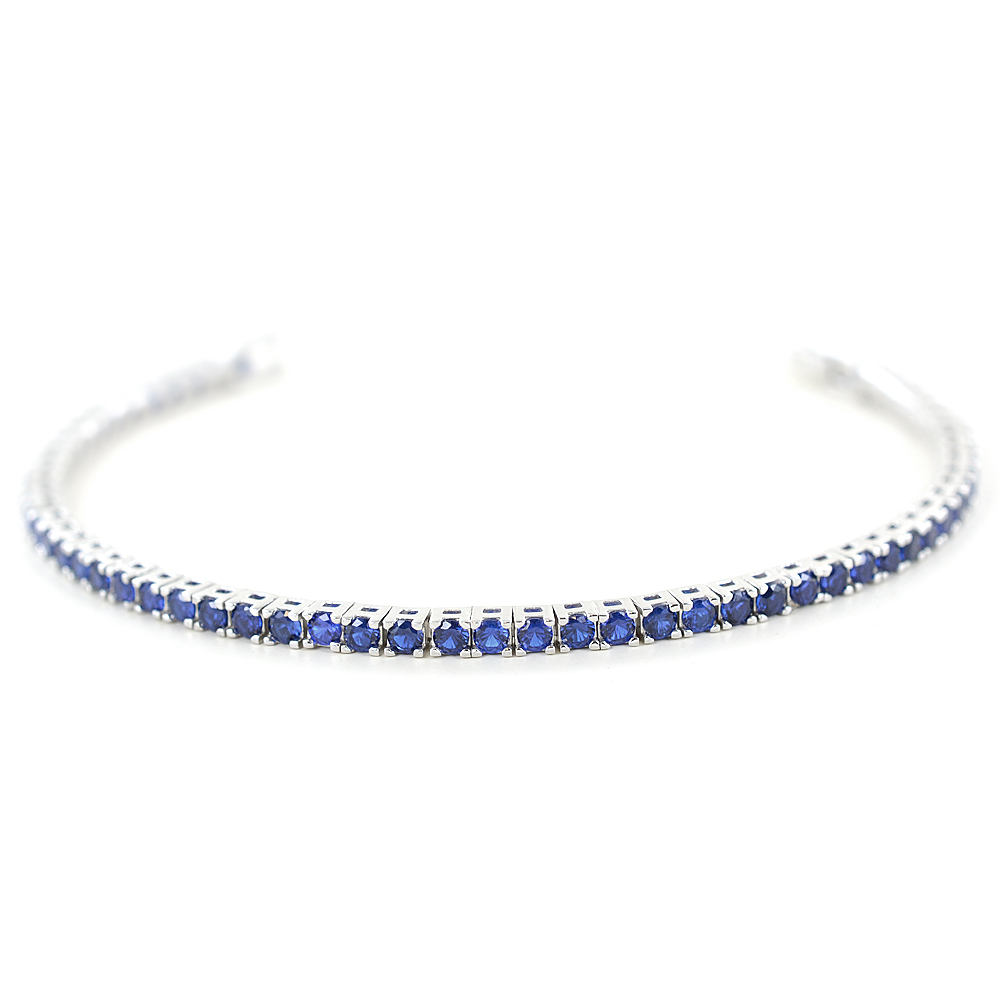 Bracciale Tennis da Uomo in argento con zirconi blu