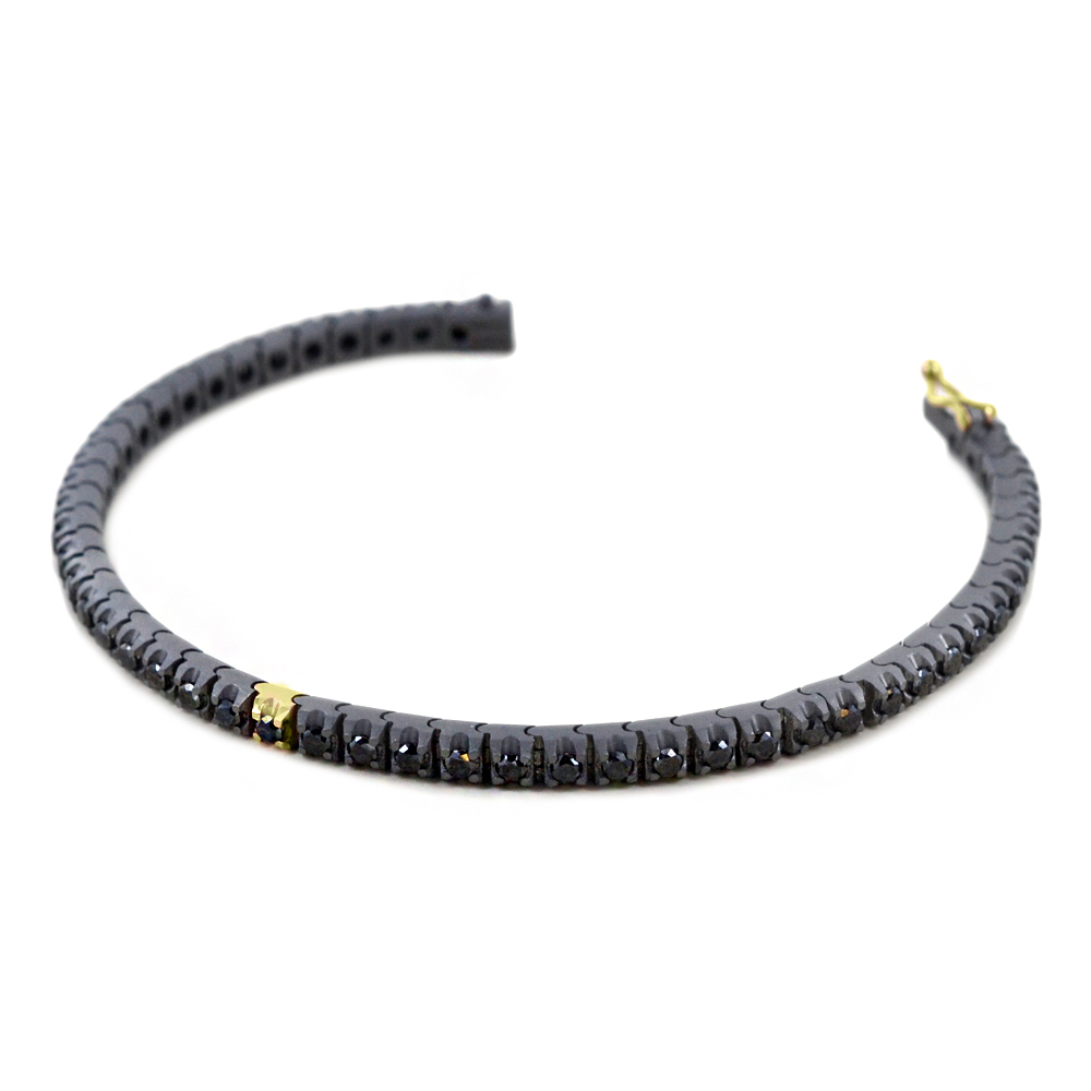 Bracciale Tennis da uomo in Titanio Oro Giallo e diamanti