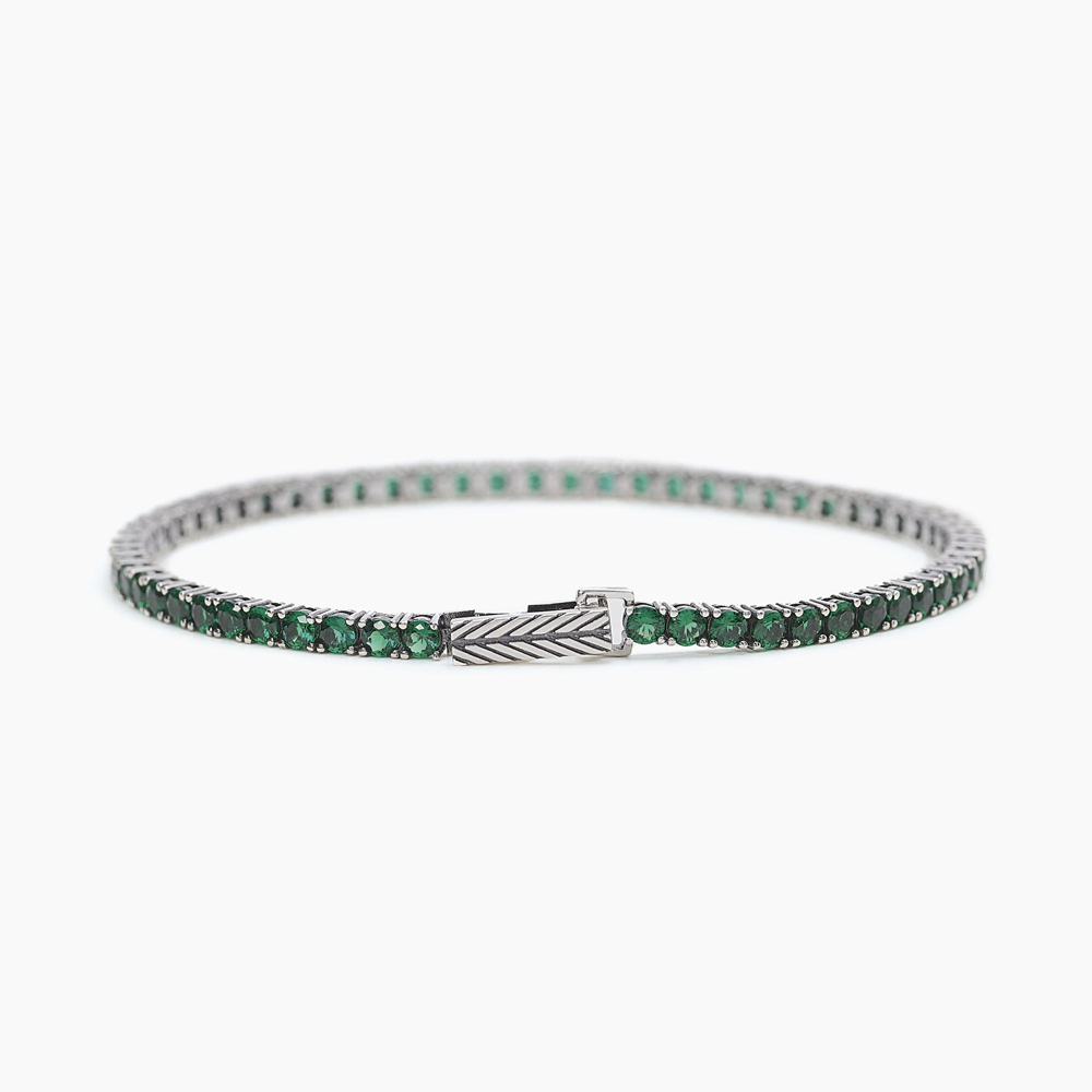 Bracciale tennis da uomo smeraldi sintetici TENNIS CLUB 533579-S