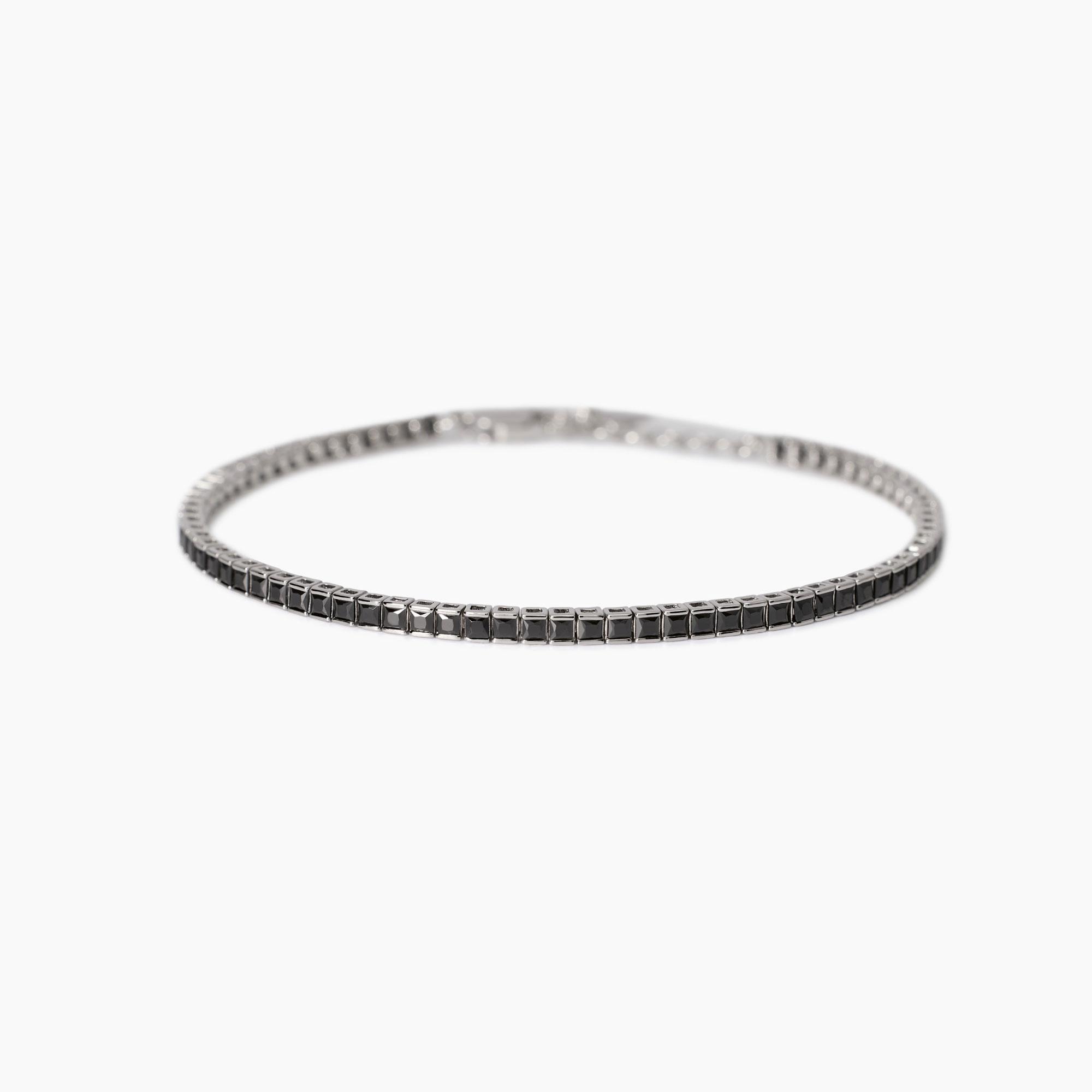 Bracciale tennis da uomo zirconi neri 534015