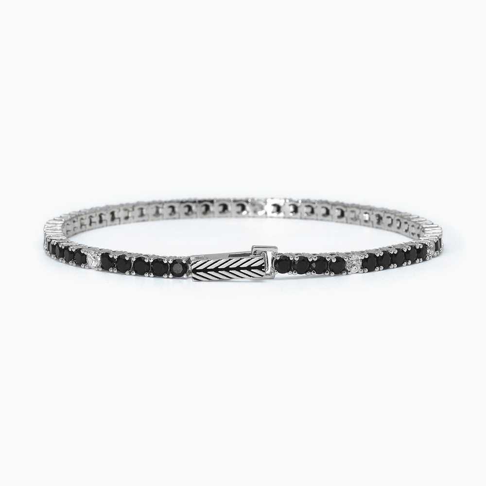 Bracciale tennis da uomo zirconi neri e bianchi TENNIS CLUB 533696-S