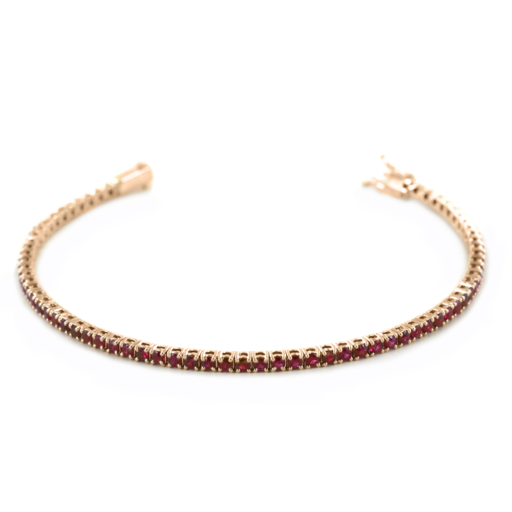 Bracciale Tennis di Rubini in oro rosa