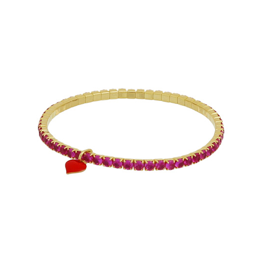 Bracciale Tennis elastico Gummie Fucsia Cuori Milano collezione Maggiolina 