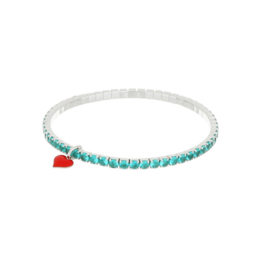 Bracciale Tennis elastico Gummie Menta Cuori Milano collezione Maggiolina 