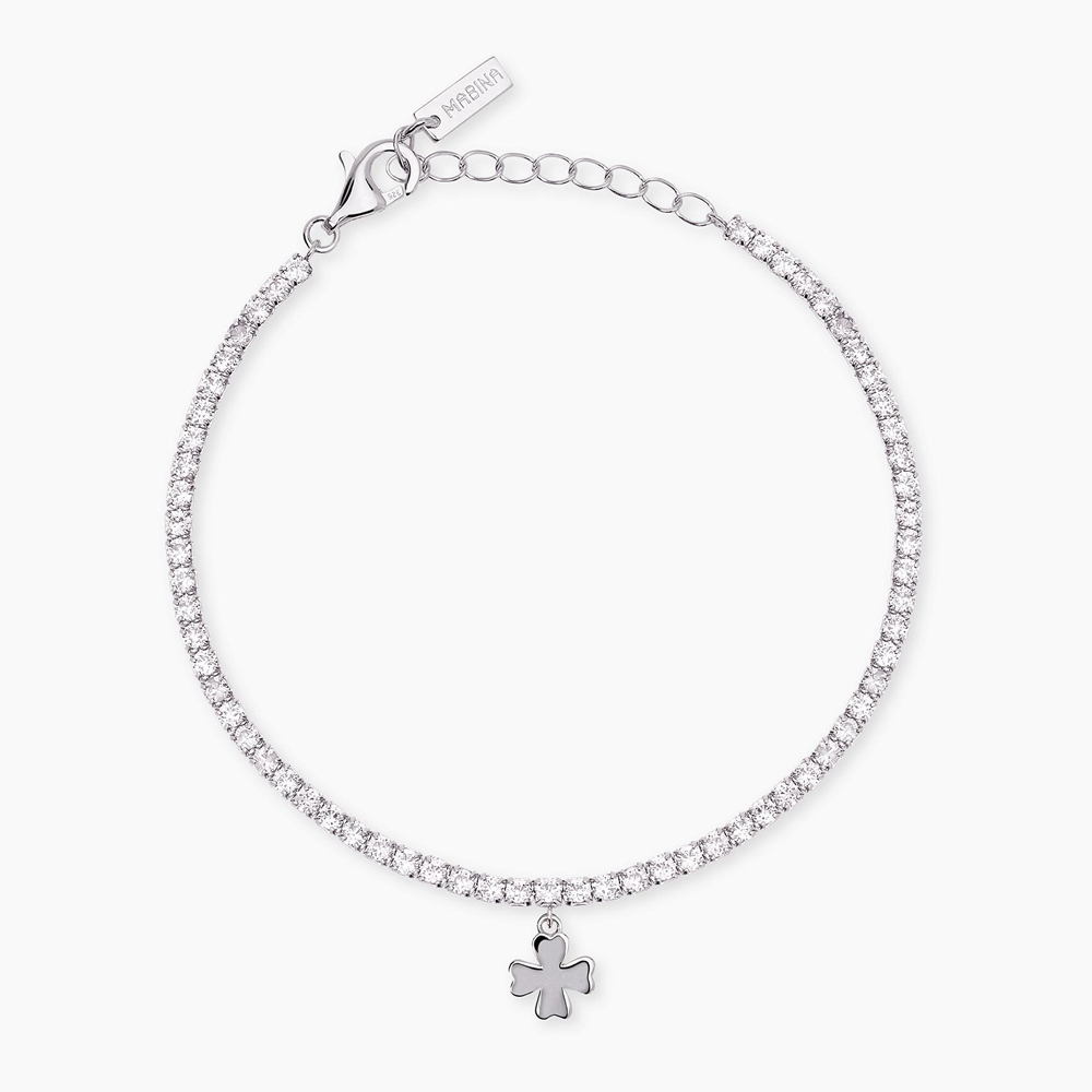 Bracciale tennis in argento con ciondolo quadrifoglioLUCKY WOMAN 534160