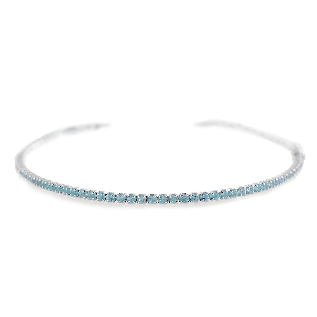 Bracciale Tennis in argento con zirconi acquamarina azzurro