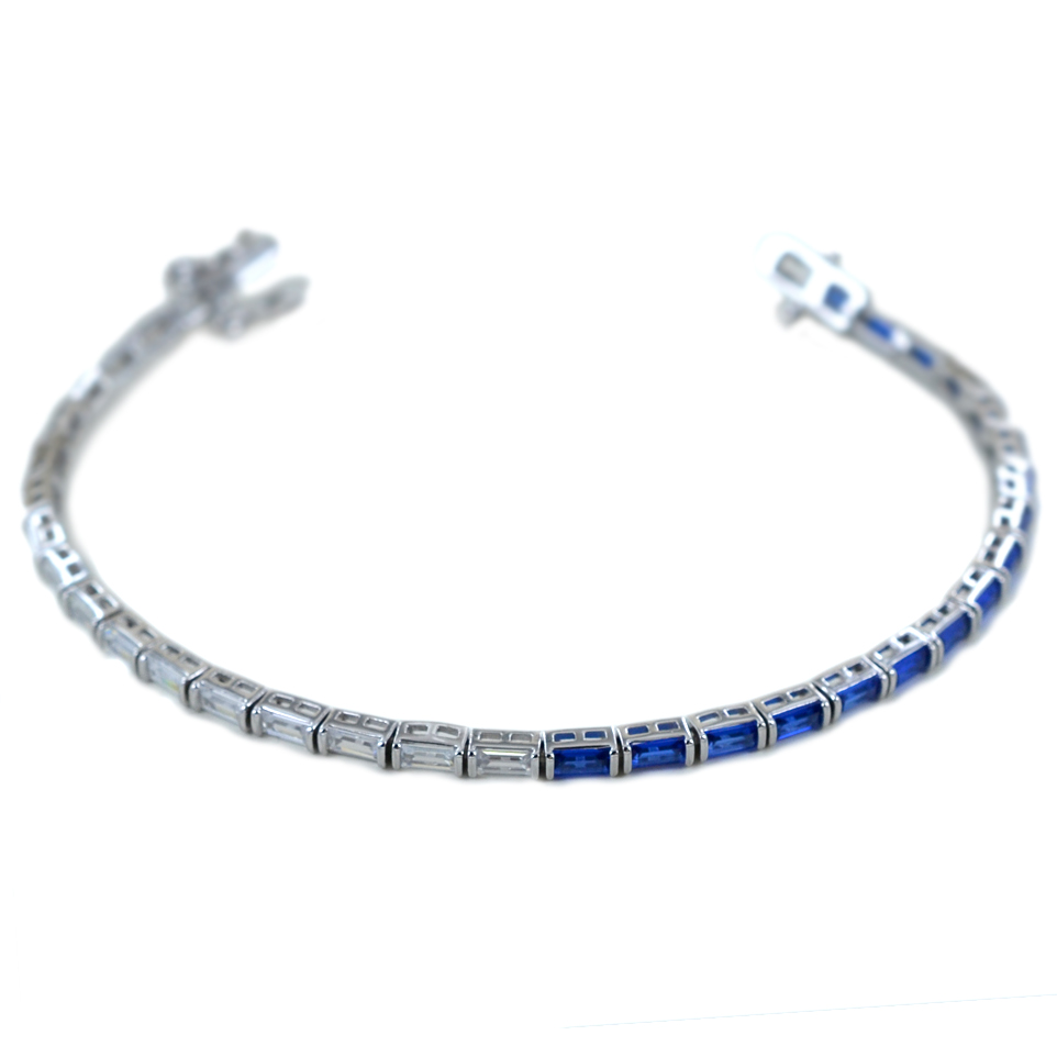 Bracciale Tennis in argento con zirconi blu e bianchi 