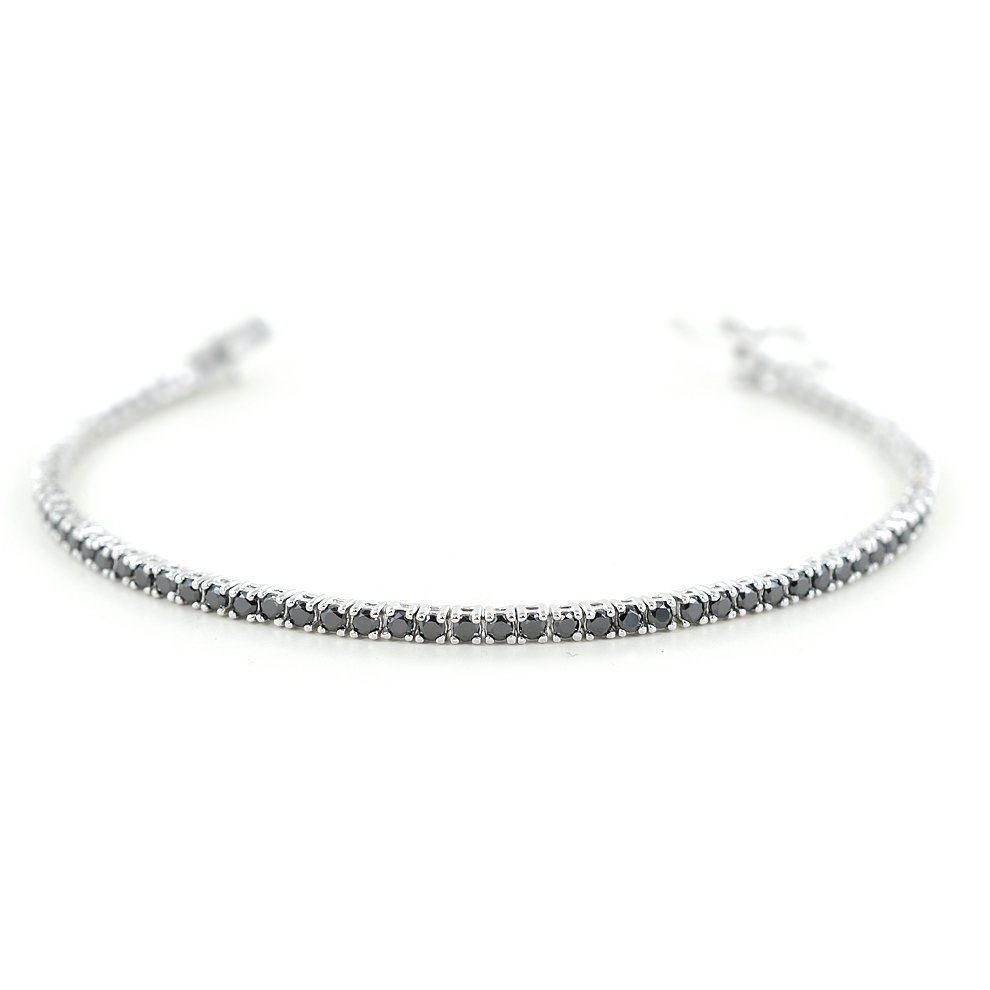 Bracciale tennis in argento e zirconi neri 18 cm - 2.50 mm