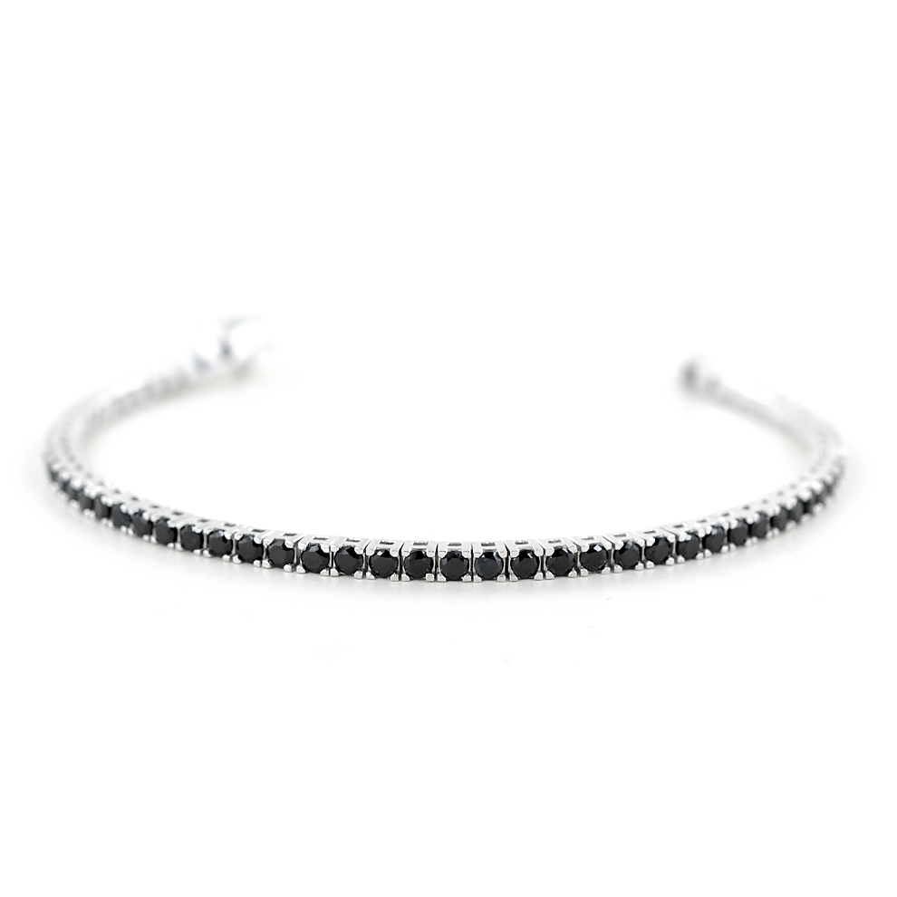 Bracciale tennis in argento e zirconi neri 18 cm - 2.70 mm