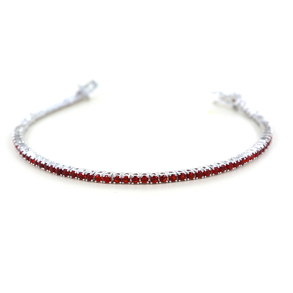 Bracciale tennis in argento e zirconi rossi 18 cm - 2.30 mm