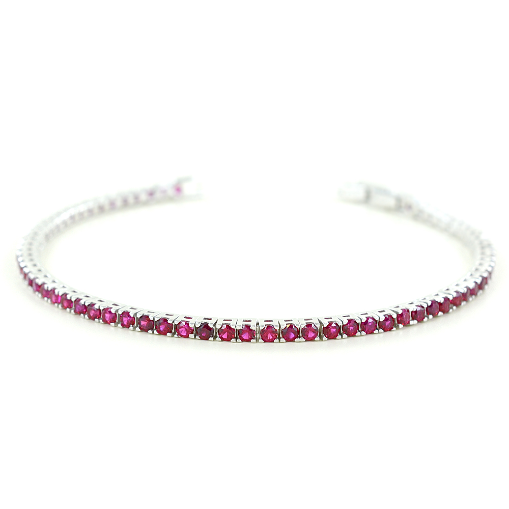 Bracciale tennis in argento e zirconi rossi small 15-16 cm