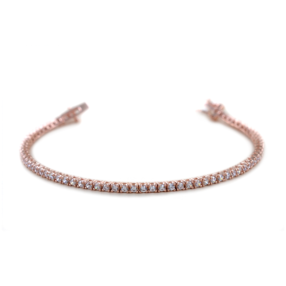 Bracciale tennis in argento rosato e zirconi bianchi 18 cm - 2.40 mm