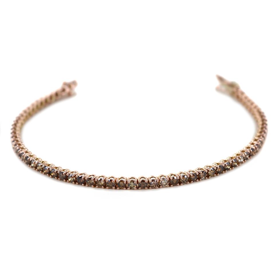 Bracciale Tennis in oro rosa con Diamanti Brown 4 carati