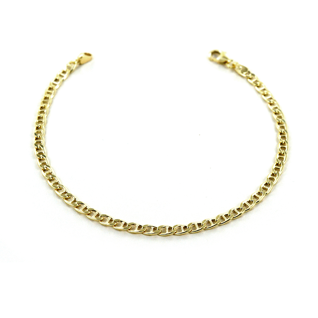 EDELIND Bracciale Uomo Oro Giallo 750 (18kt) - Maglia Traversino Alternato 3.1mm - Made In Germany - Scegli La Lunghezza