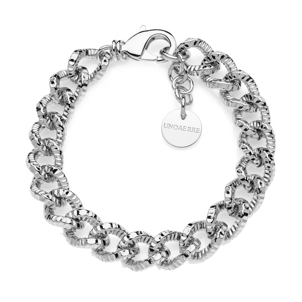 Bracciale Unoaerre con catena groumette argentata diamantata