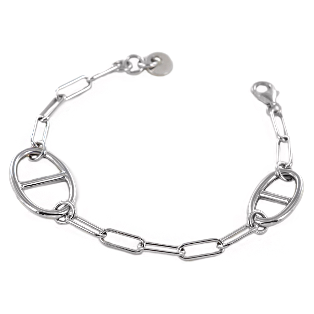 Bracciale Unoaerre in Argento con elementi di catena maglia marina alternata 